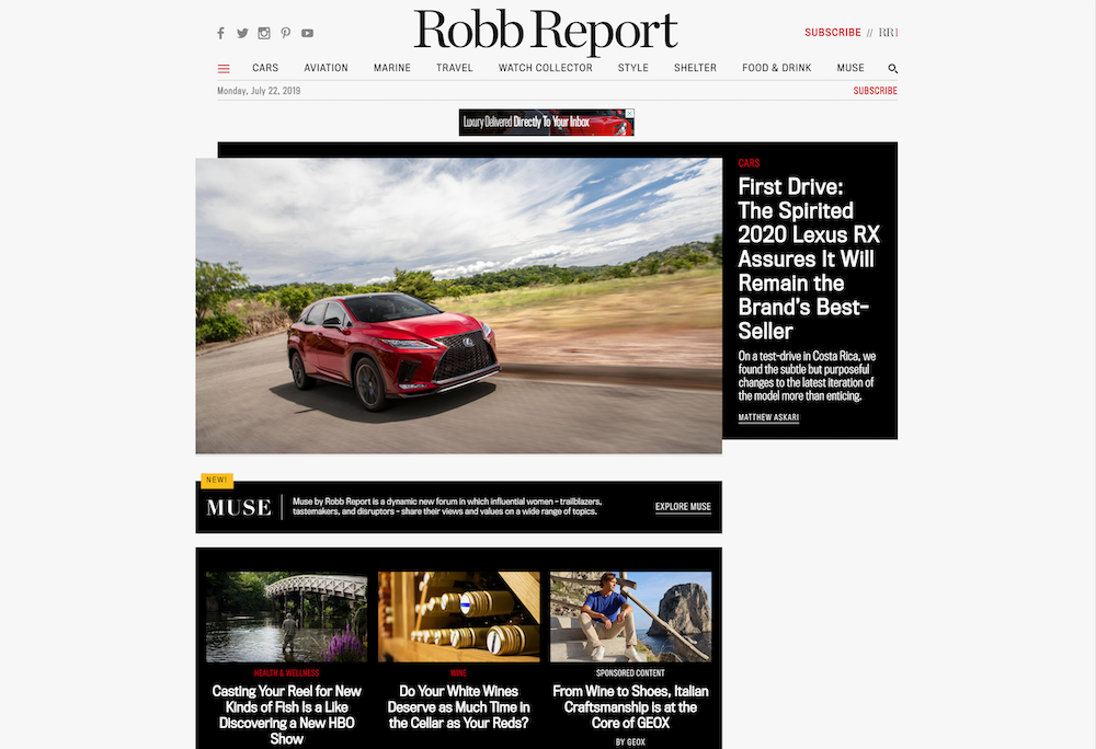 meilleur magazine de luxe Robb Report - Luxe Digital