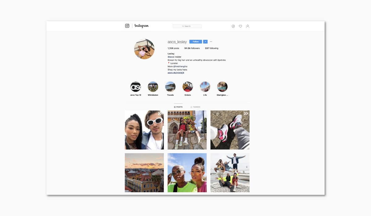 Luxe Digital online storytelling marques de luxe asos instagram