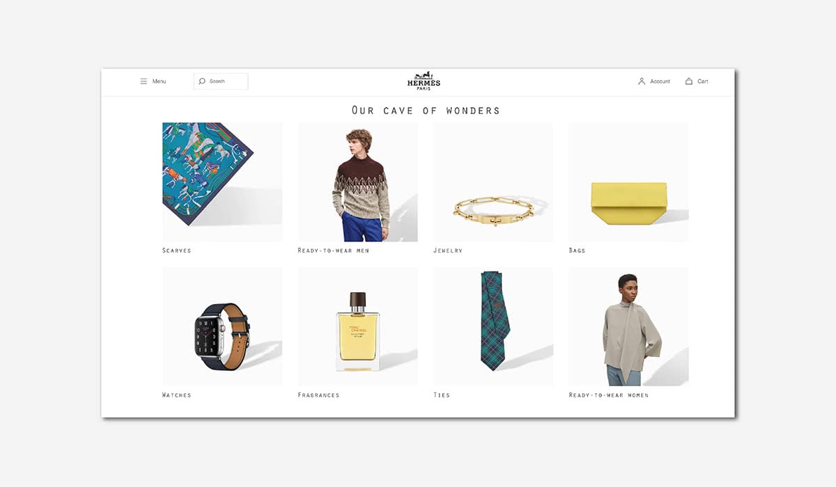 Meilleures marques de luxe en ligne Hermès Digital Flagship Website Luxe Digital