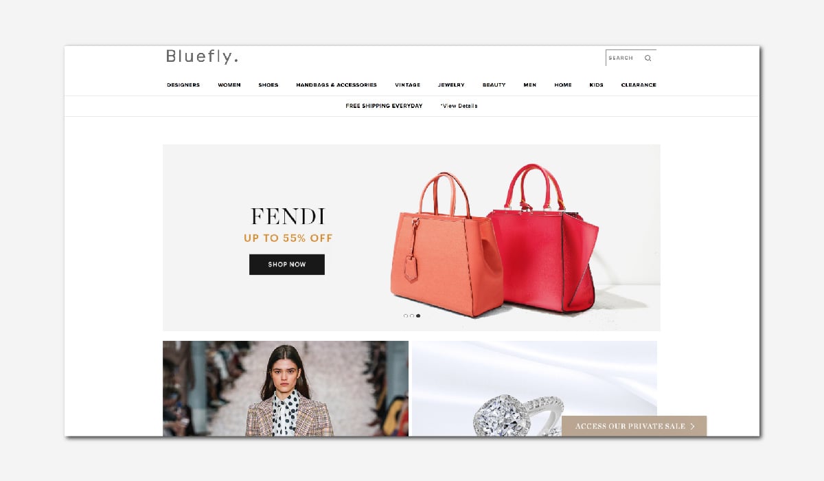 site de vente privée de luxe en ligne Bluefly Luxe Digital